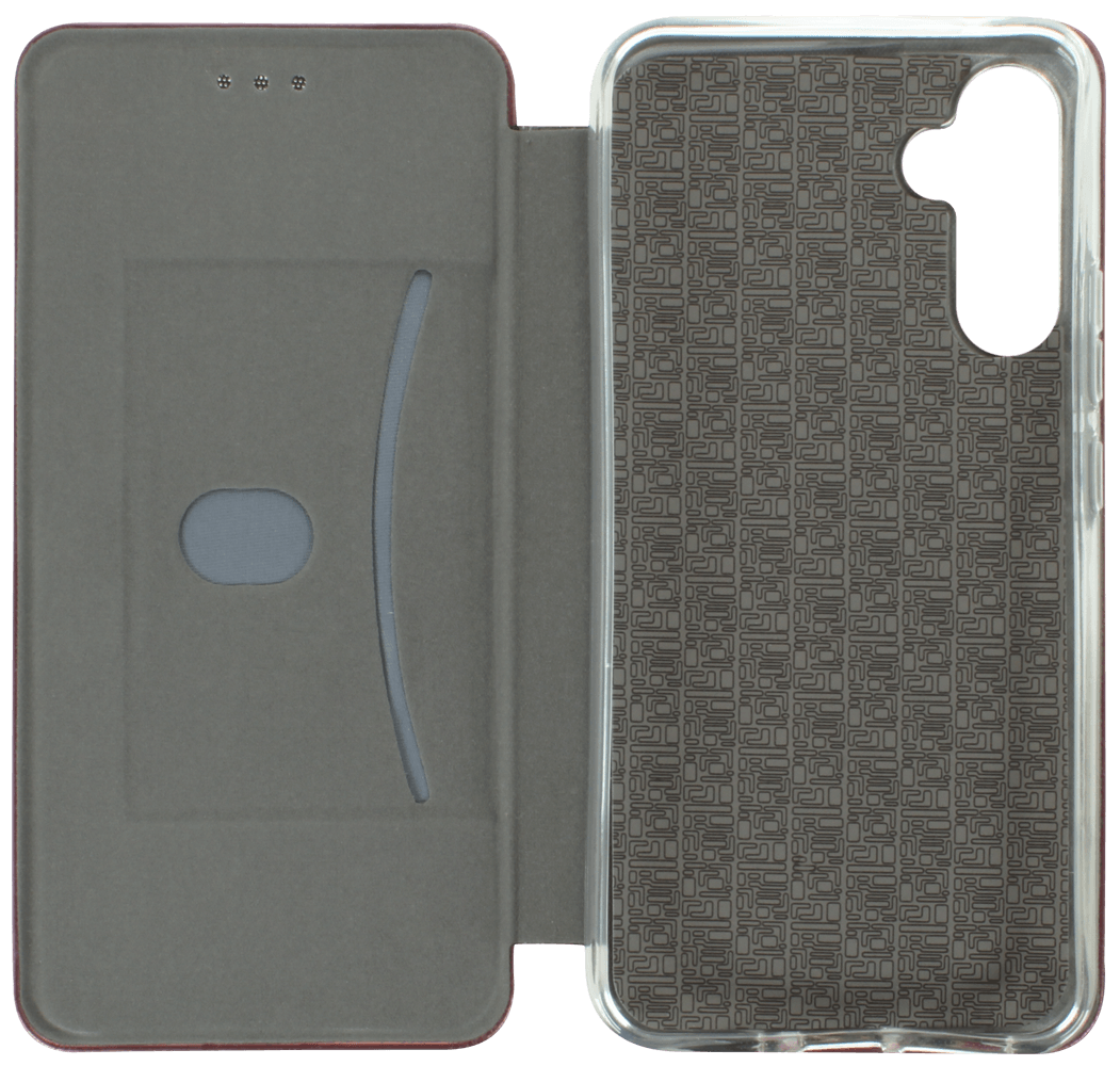 Samsung Galaxy A34 (SM-A346B) oldalra nyíló mágneses flipes bőrtok prémium minőség bordó