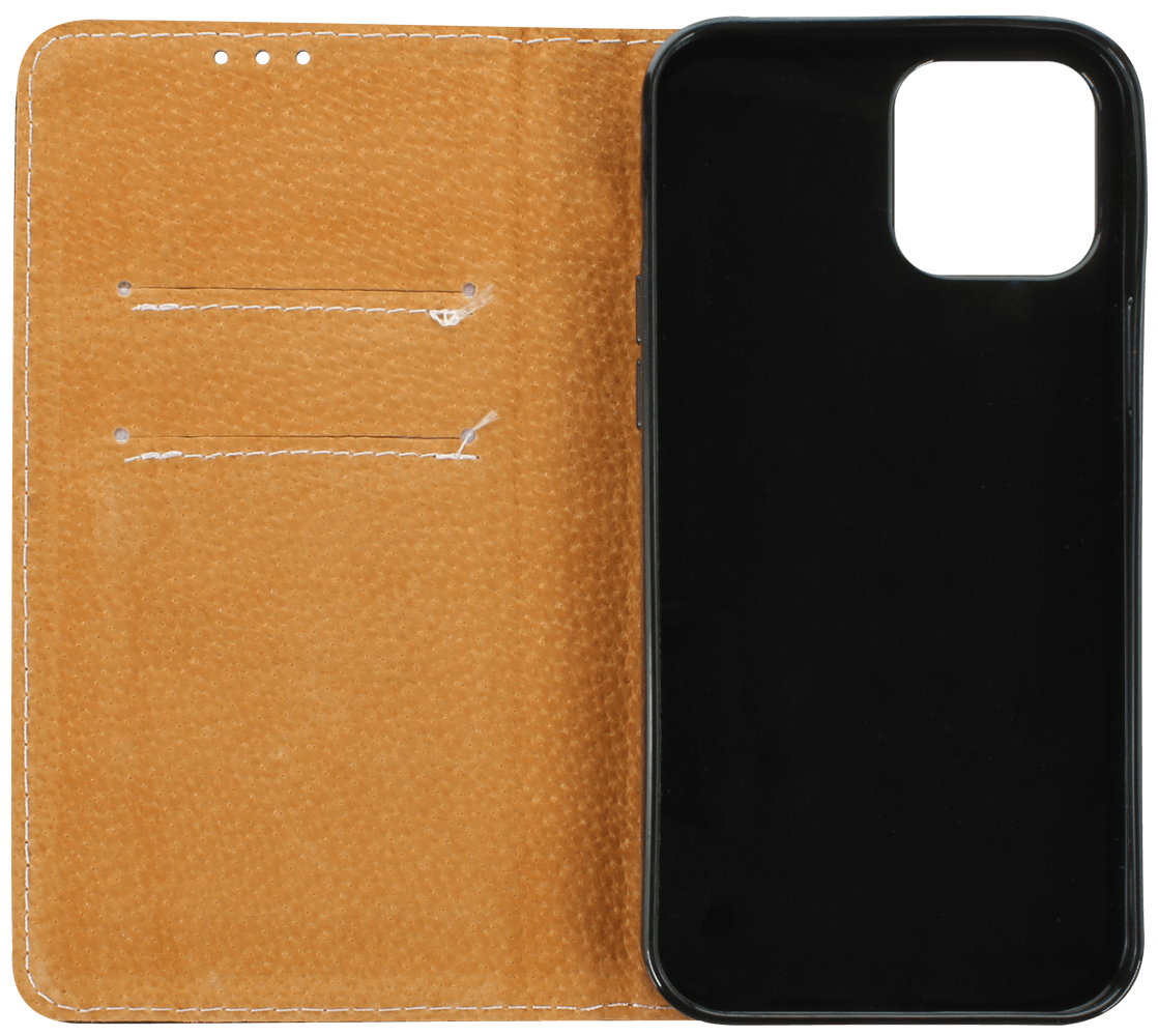 Apple iPhone 12 Pro Max oldalra nyíló flipes bőrtok valódi bőr fekete