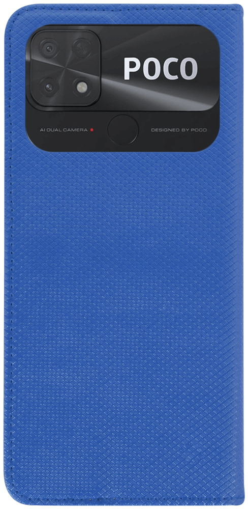 Xiaomi Poco C40 oldalra nyíló flipes bőrtok rombusz mintás sötétkék