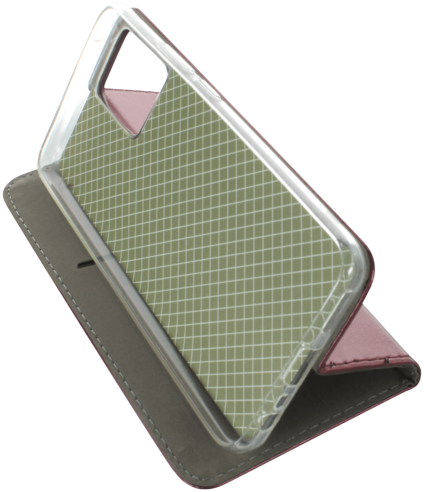 Realme 8 Pro oldalra nyíló flipes bőrtok asztali tartó funkciós bordó