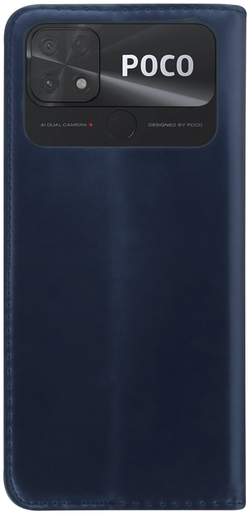 Xiaomi Poco C40 oldalra nyíló flipes bőrtok asztali tartó funkciós sötétkék