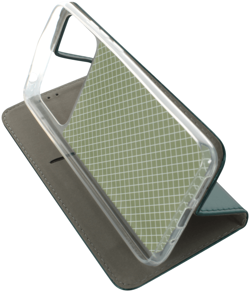 Xiaomi Poco C40 oldalra nyíló flipes bőrtok asztali tartó funkciós sötétzöld