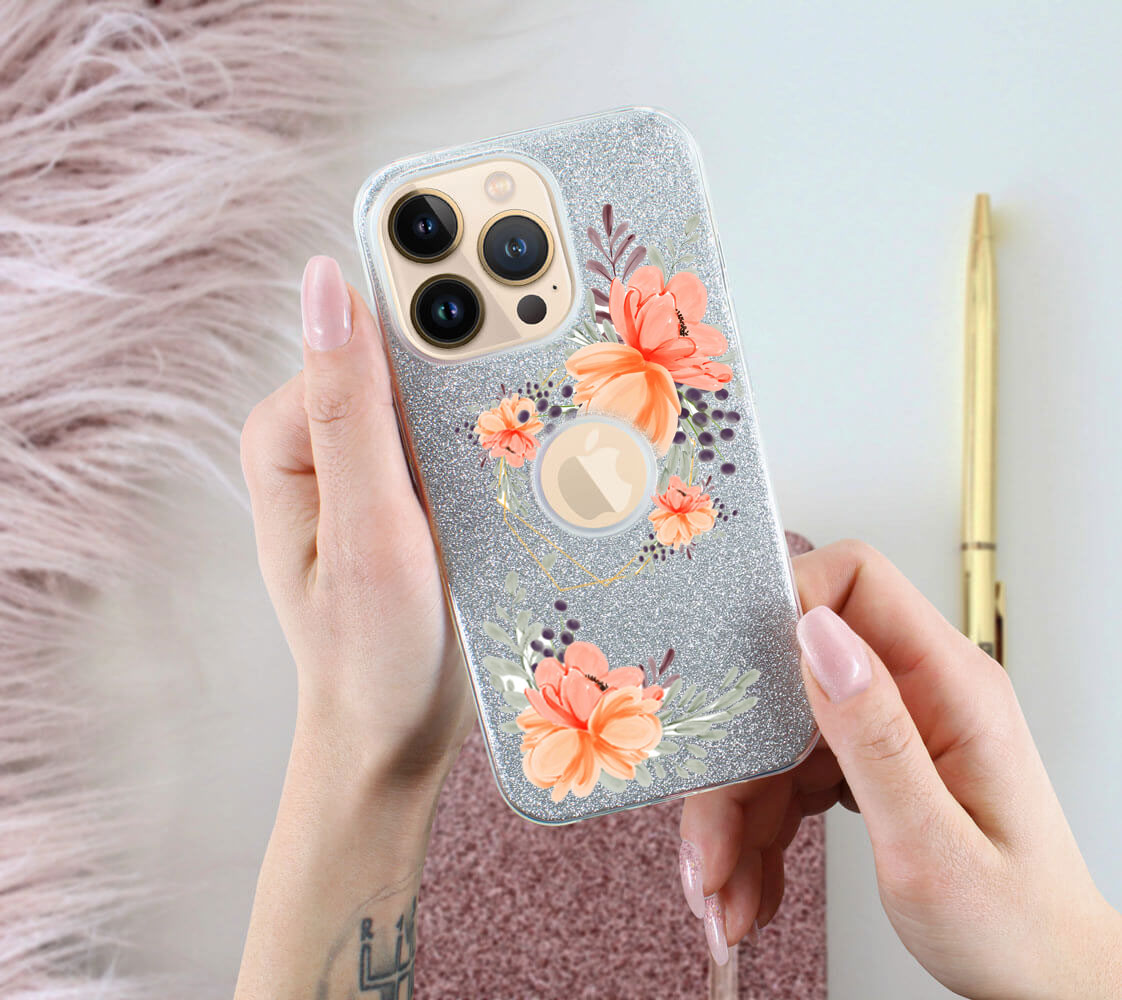 Apple iPhone 12 Pro Max szilikon tok csillogó hátlap logó kihagyós ezüst