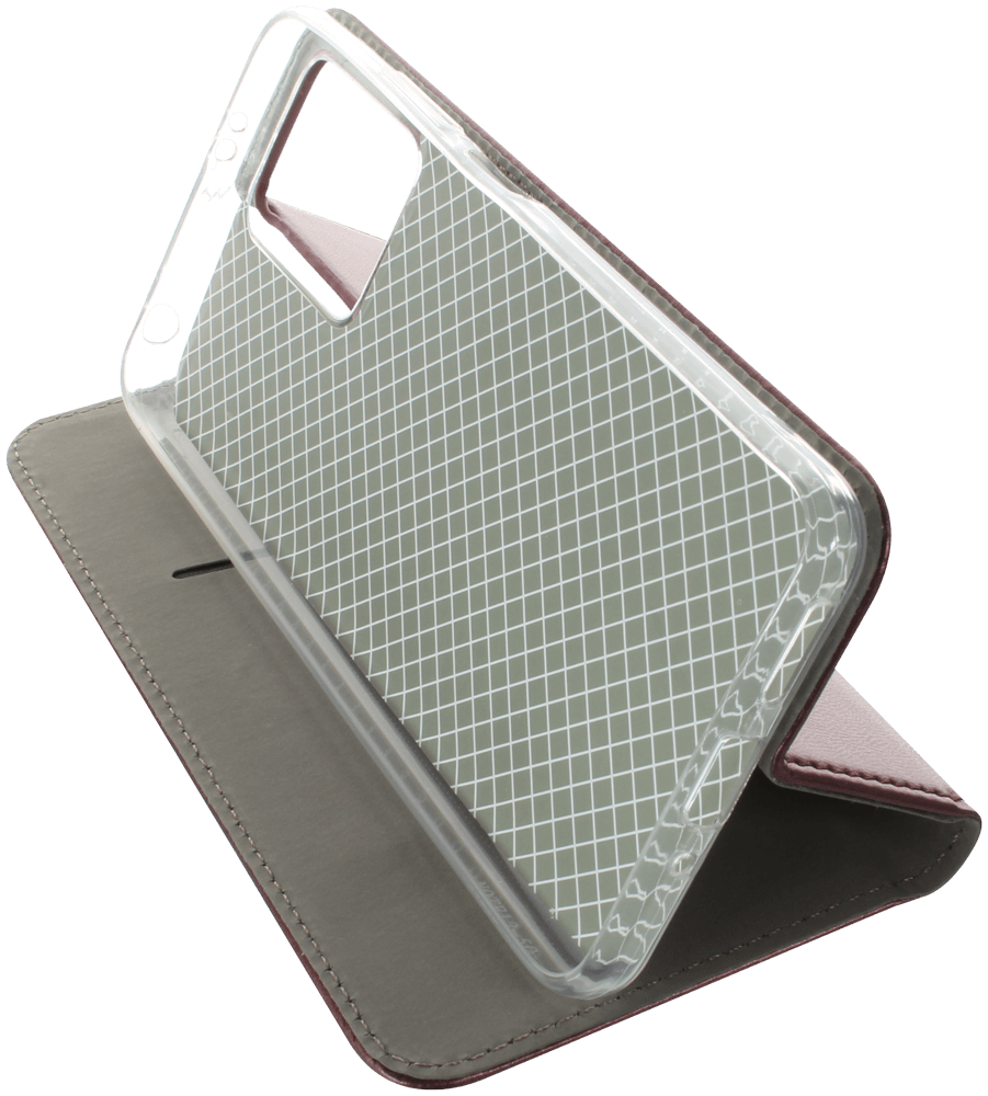 Xiaomi Redmi Note 12 5G oldalra nyíló flipes bőrtok asztali tartó funkciós bordó