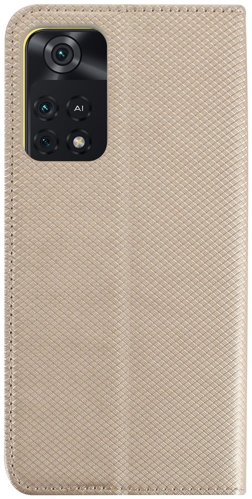 Xiaomi Poco M4 Pro oldalra nyíló flipes bőrtok rombusz mintás arany