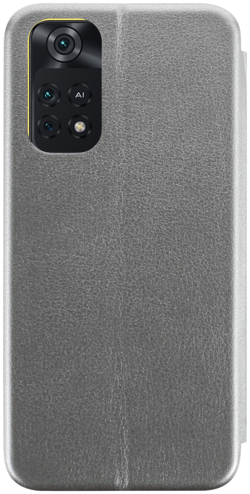Xiaomi Poco M4 Pro oldalra nyíló mágneses flipes bőrtok prémium minőség ezüst