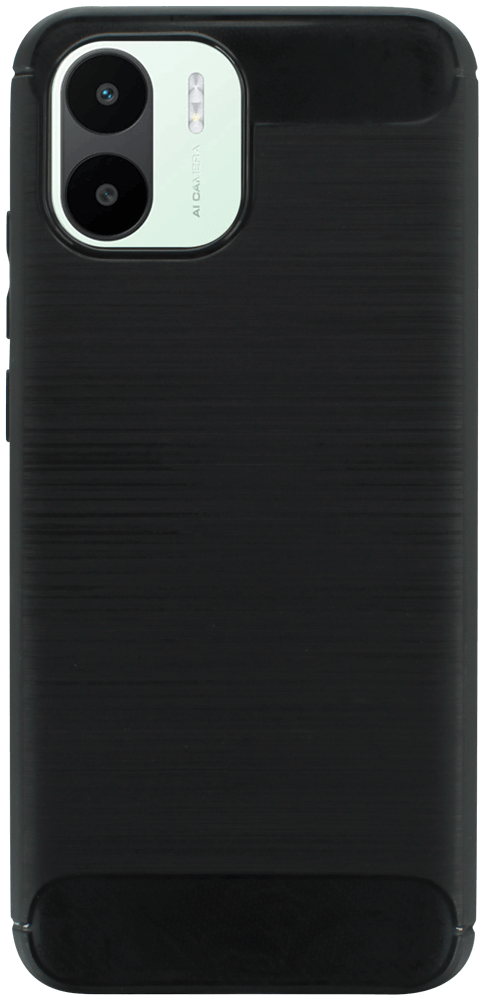 Xiaomi Redmi A2 ütésálló szilikon tok szálcsiszolt-karbon minta légpárnás sarok fekete