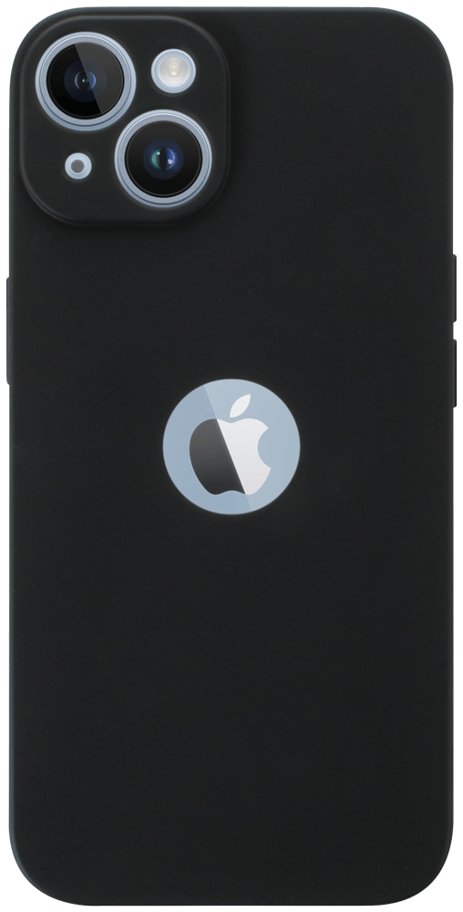 Apple iPhone 14 szilikon tok logó kihagyós kameravédővel matt fekete