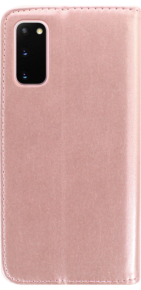 Samsung Galaxy S20 5G (SM-G981F) oldalra nyíló flipes bőrtok asztali tartó funkciós rozéarany