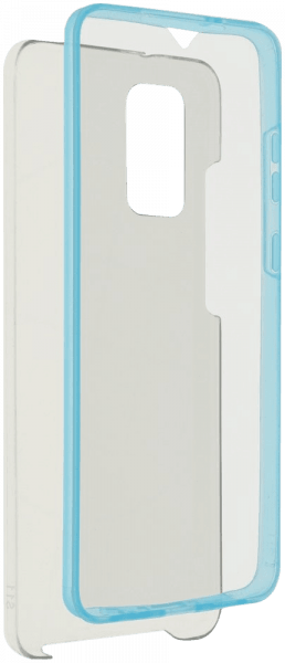 Samsung Galaxy S20 Ultra 5G (SM-G988B) kemény hátlap szilikon előlap kék kerettel 360° védelem átlátszó