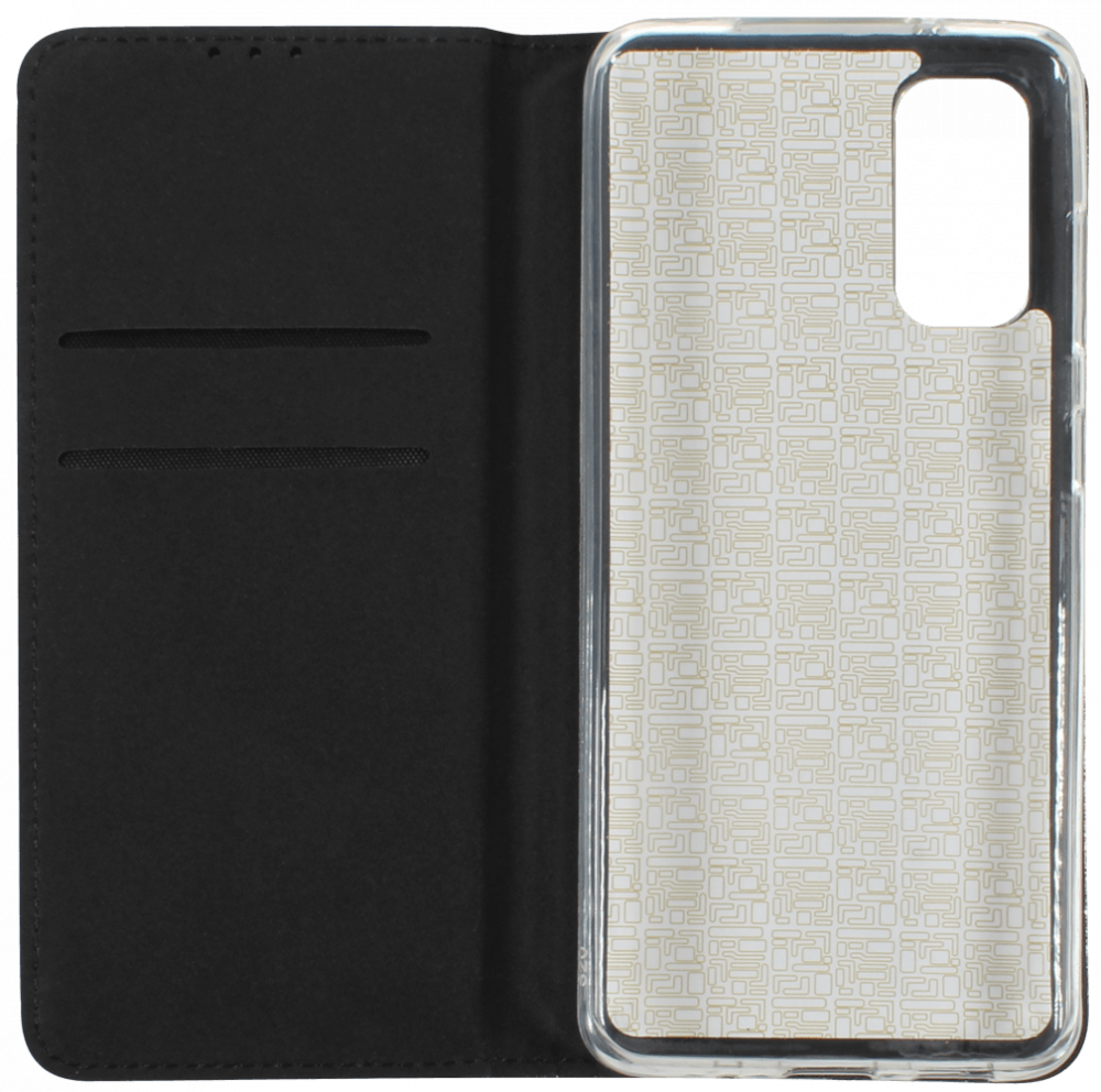 Samsung Galaxy S20 5G (SM-G981F) oldalra nyíló flipes bőrtok csillámos fekete