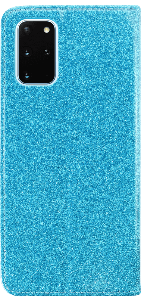 Samsung Galaxy S20 Plus 5G (SM-G986F) oldalra nyíló flipes bőrtok csillámos kék