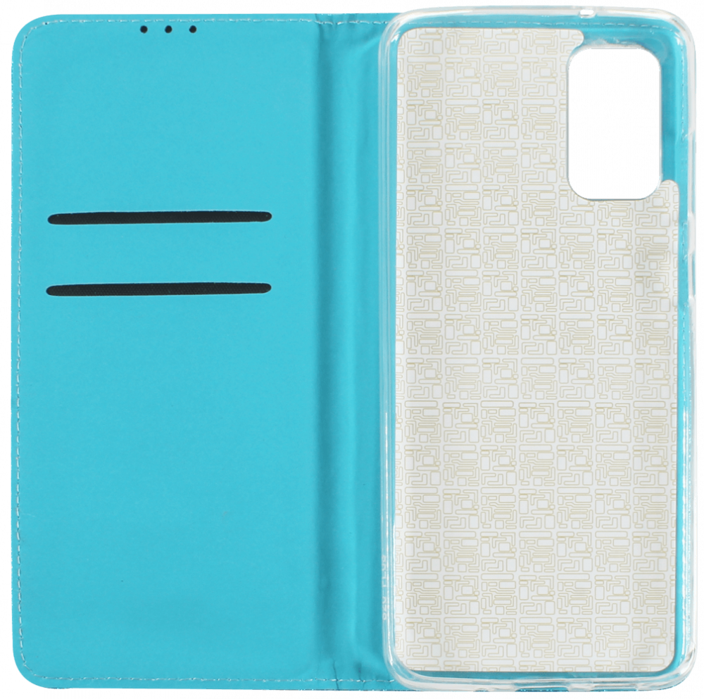 Samsung Galaxy S20 Plus 5G (SM-G986F) oldalra nyíló flipes bőrtok csillámos kék
