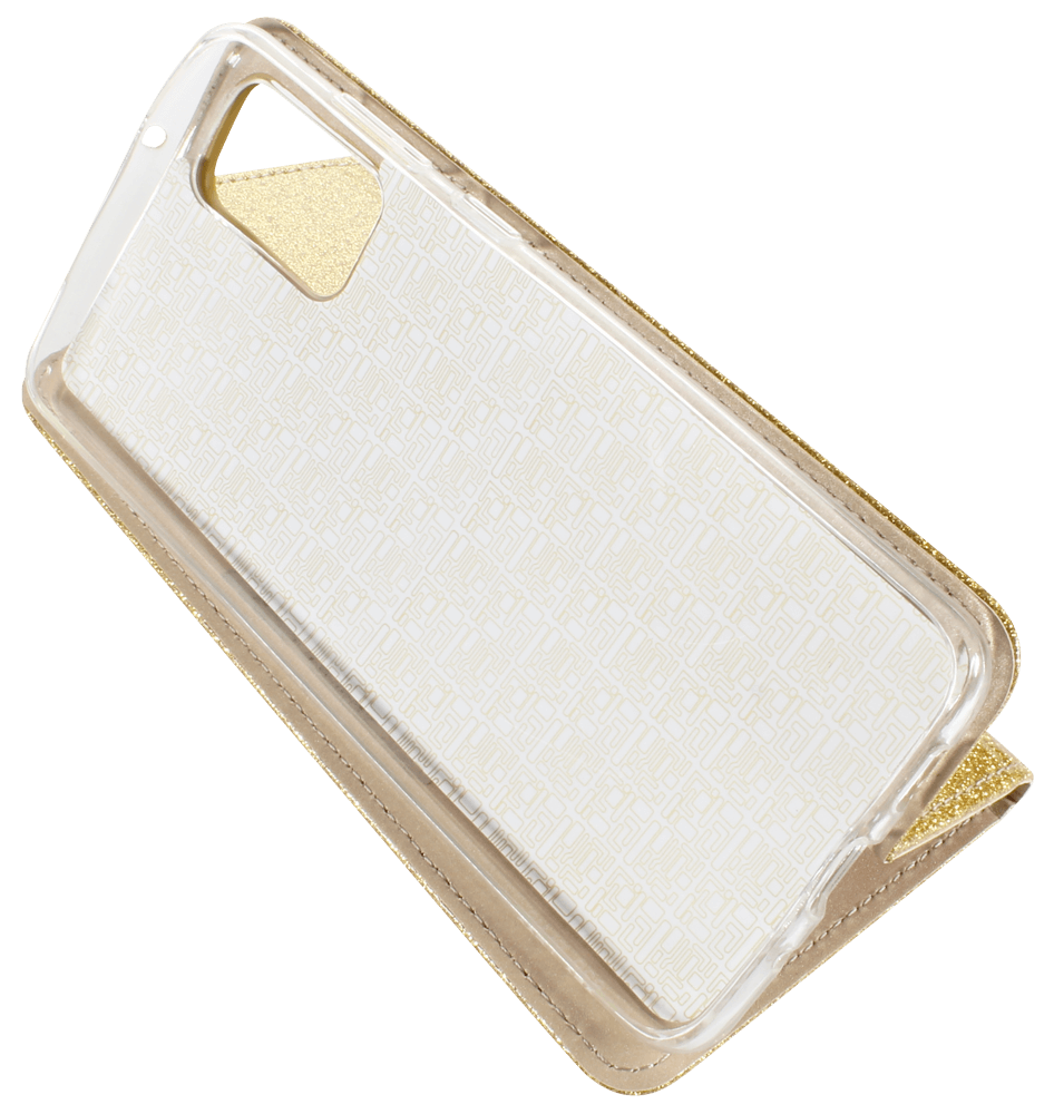 Samsung Galaxy S20 Plus 5G (SM-G986F) oldalra nyíló flipes bőrtok csillámos arany