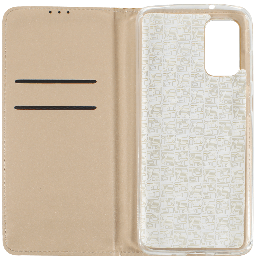 Samsung Galaxy S20 Plus 5G (SM-G986F) oldalra nyíló flipes bőrtok csillámos arany