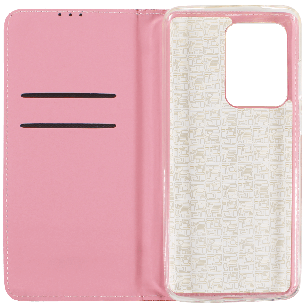 Samsung Galaxy S20 Ultra 5G (SM-G988B) oldalra nyíló flipes bőrtok csillámos rózsaszín