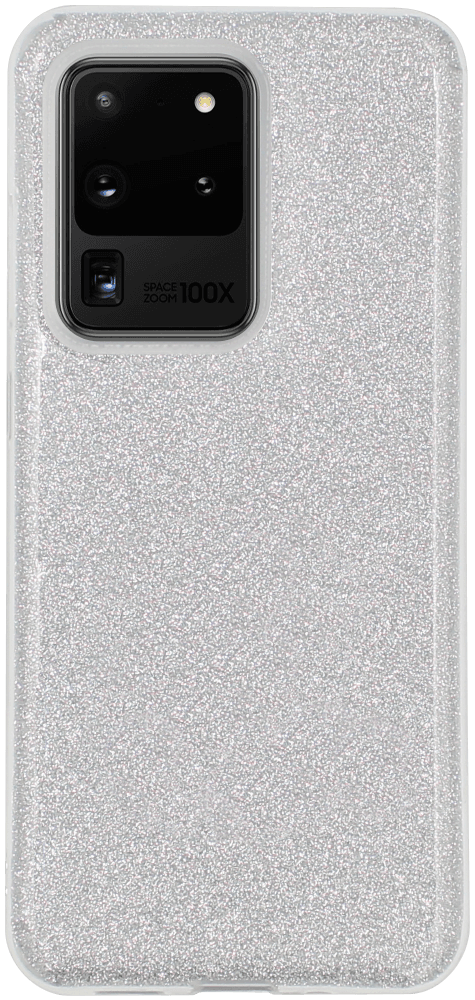 Samsung Galaxy S20 Ultra 5G (SM-G988B) szilikon tok csillogó hátlap ezüst