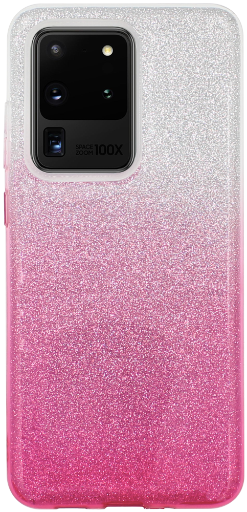 Samsung Galaxy S20 Ultra 5G (SM-G988B) szilikon tok csillogó hátlap rózsaszín/ezüst