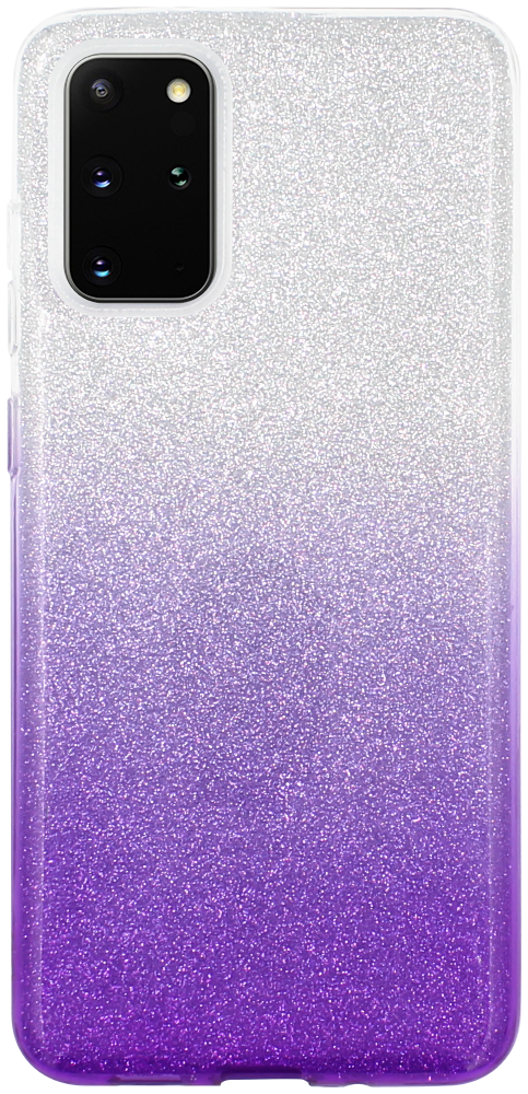 Samsung Galaxy S20 Plus 5G (SM-G986F) szilikon tok csillogó hátlap lila/ezüst