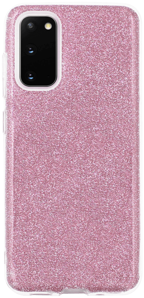 Samsung Galaxy S20 5G (SM-G981F) szilikon tok csillogó hátlap rózsaszín
