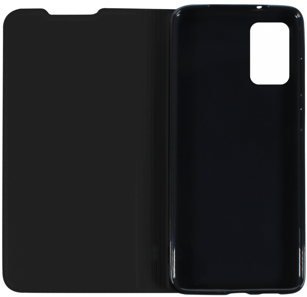 Samsung Galaxy S20 Plus 5G (SM-G986F) oldalra nyíló flipes bőrtok elől-hátul mágneses fekete