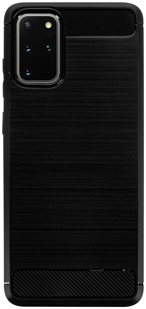 Samsung Galaxy S20 Plus 5G (SM-G986F) ütésálló szilikon tok szálcsiszolt-karbon minta légpárnás sarok fekete