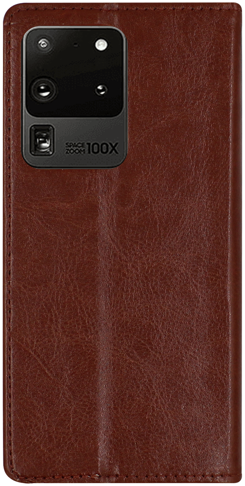 Samsung Galaxy S20 Ultra 5G (SM-G988B) oldalra nyíló flipes bőrtok valódi bőr barna