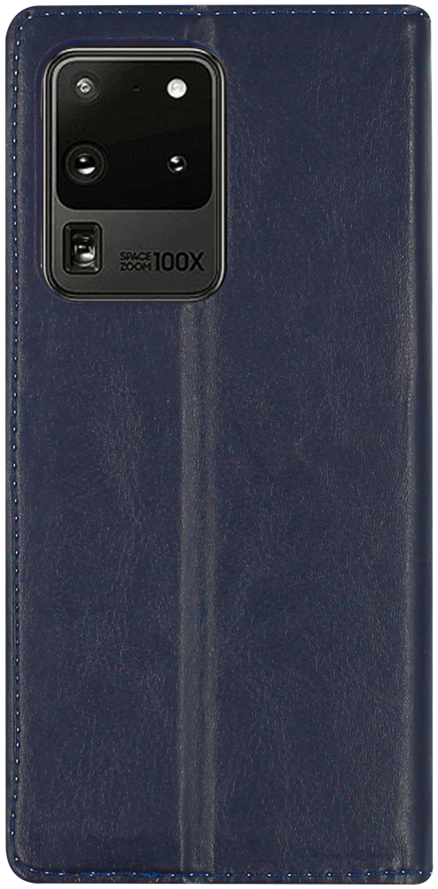 Samsung Galaxy S20 Ultra 5G (SM-G988B) oldalra nyíló flipes bőrtok valódi bőr sötétkék