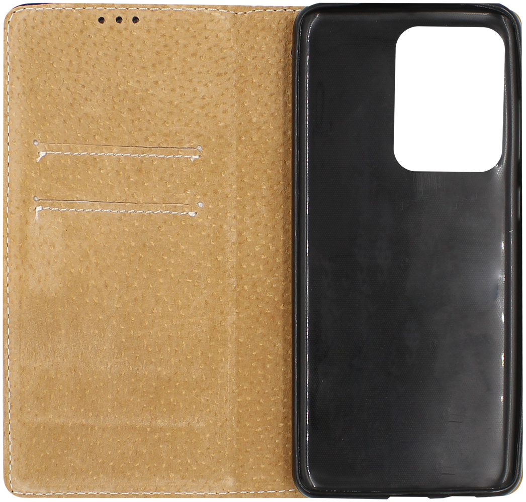 Samsung Galaxy S20 Ultra 5G (SM-G988B) oldalra nyíló flipes bőrtok valódi bőr sötétkék