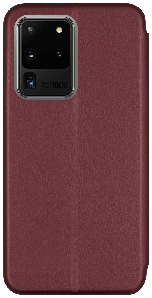 Samsung Galaxy S20 Ultra 5G (SM-G988B) oldalra nyíló mágneses flipes bőrtok prémium minőség bordó