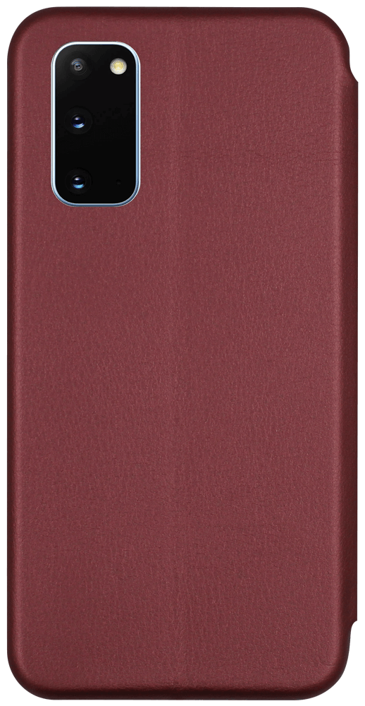 Samsung Galaxy S20 5G (SM-G981F) oldalra nyíló mágneses flipes bőrtok prémium minőség bordó