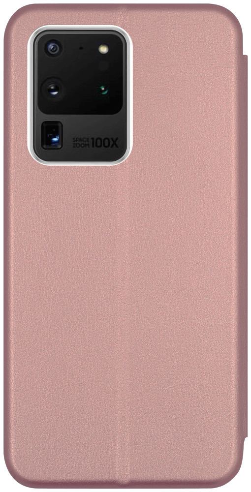 Samsung Galaxy S20 Ultra 5G (SM-G988B) oldalra nyíló mágneses flipes bőrtok prémium minőség rozéarany