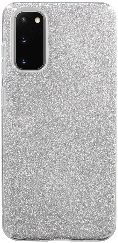 Samsung Galaxy S20 5G (SM-G981F) szilikon tok kivehető ezüst csillámporos réteg átlátszó