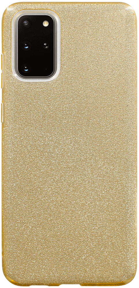Samsung Galaxy S20 Plus 5G (SM-G986F) szilikon tok kivehető ezüst csillámporos réteg halvány sárga