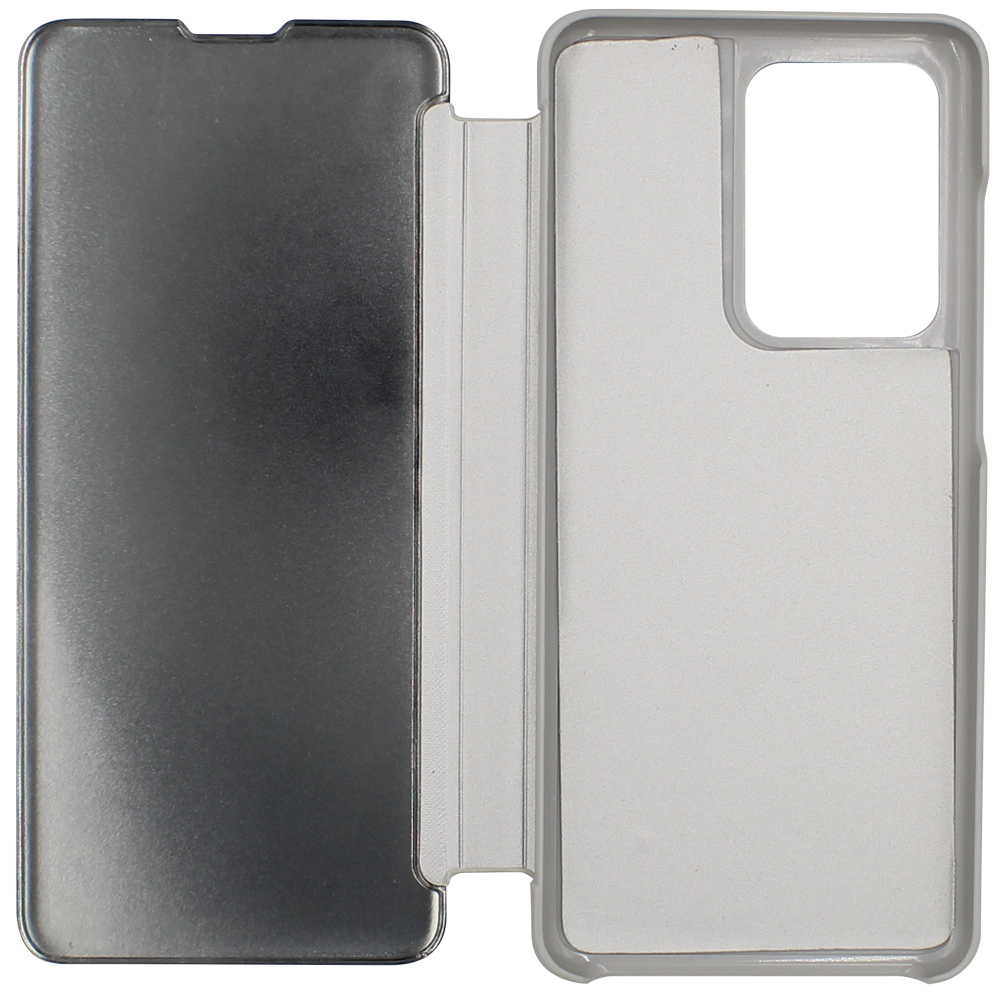 Samsung Galaxy S20 Ultra 5G (SM-G988B) oldalra nyíló flipes bőrtok Smart Clear View ezüst