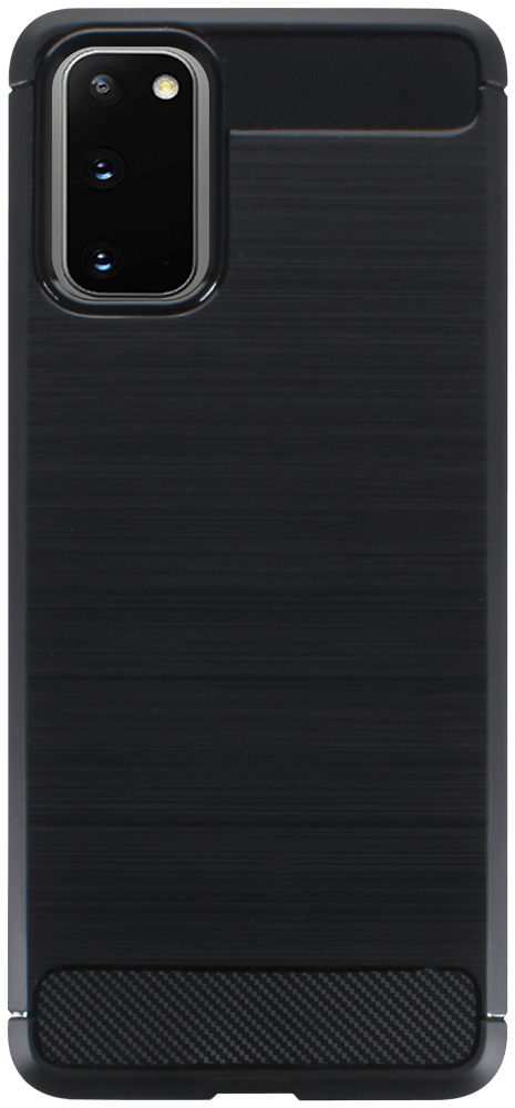 Samsung Galaxy S20 5G (SM-G981F) ütésálló szilikon tok szálcsiszolt-karbon minta légpárnás sarok fekete