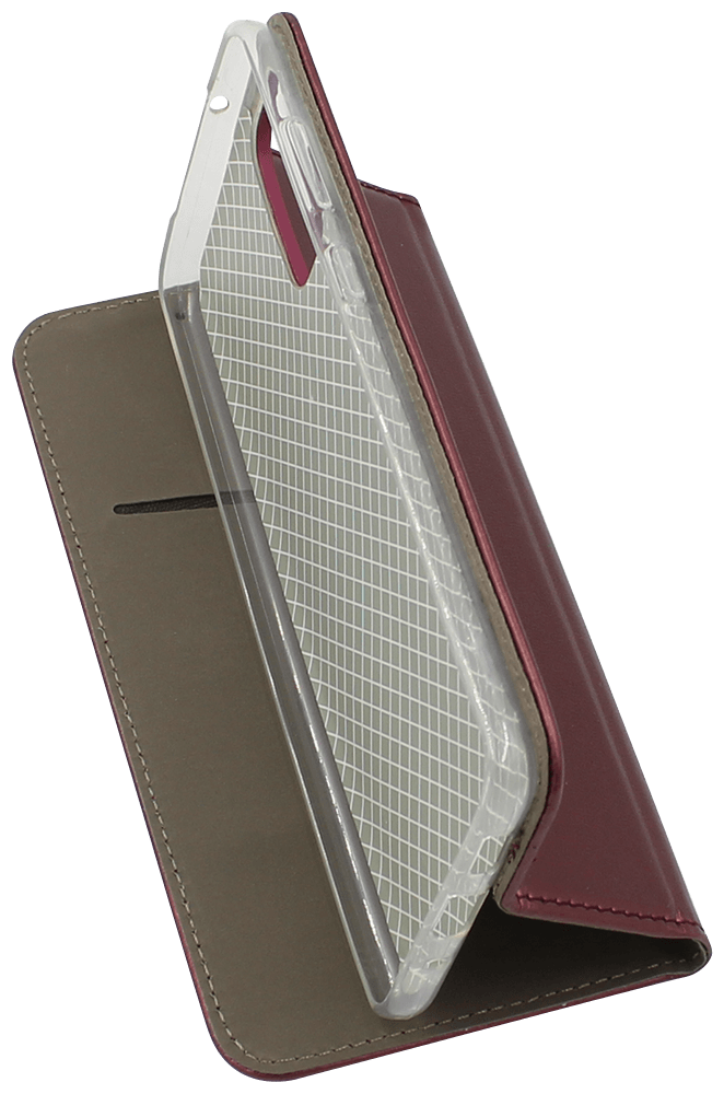 Samsung Galaxy S20 Plus 5G (SM-G986F) oldalra nyíló flipes bőrtok asztali tartó funkciós bordó