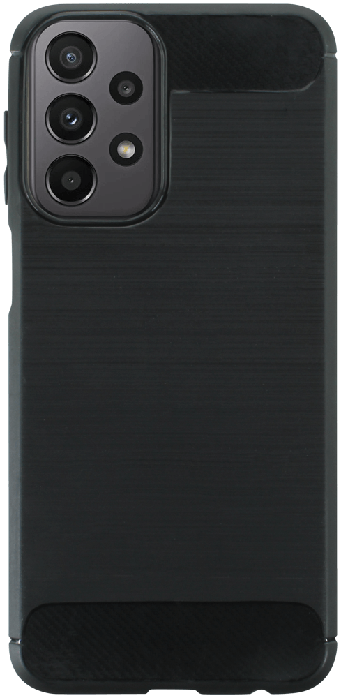 Samsung Galaxy A23 (SM-A235F) ütésálló szilikon tok szálcsiszolt-karbon minta légpárnás sarok fekete