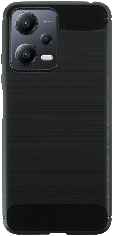 Xiaomi Redmi Note 12 5G ütésálló szilikon tok szálcsiszolt-karbon minta légpárnás sarok fekete