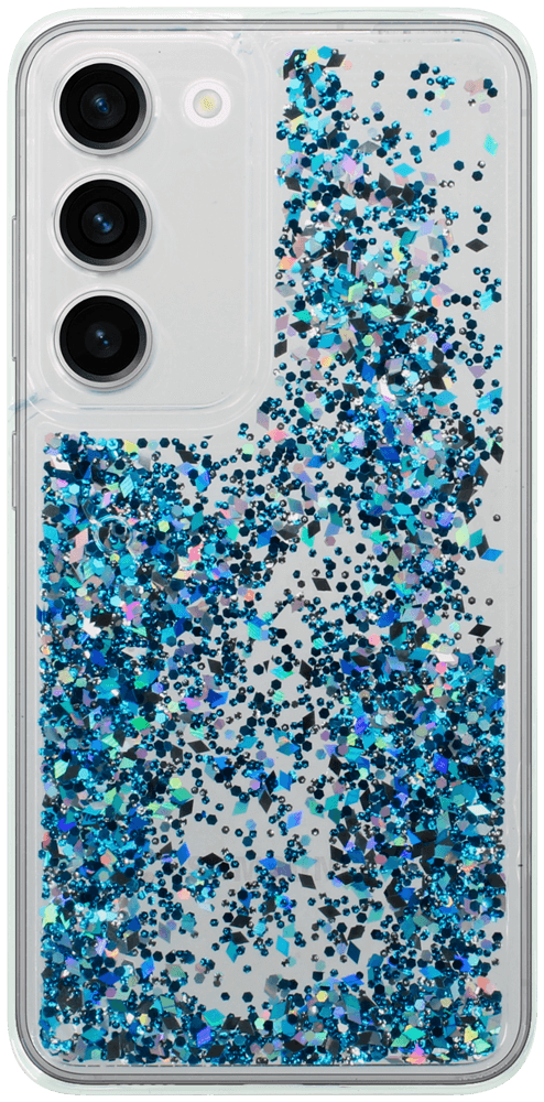 Samsung Galaxy S23 (SM-S911B) szilikon tok gyári Liquid Sparkle kameravédővel kék/ezüst