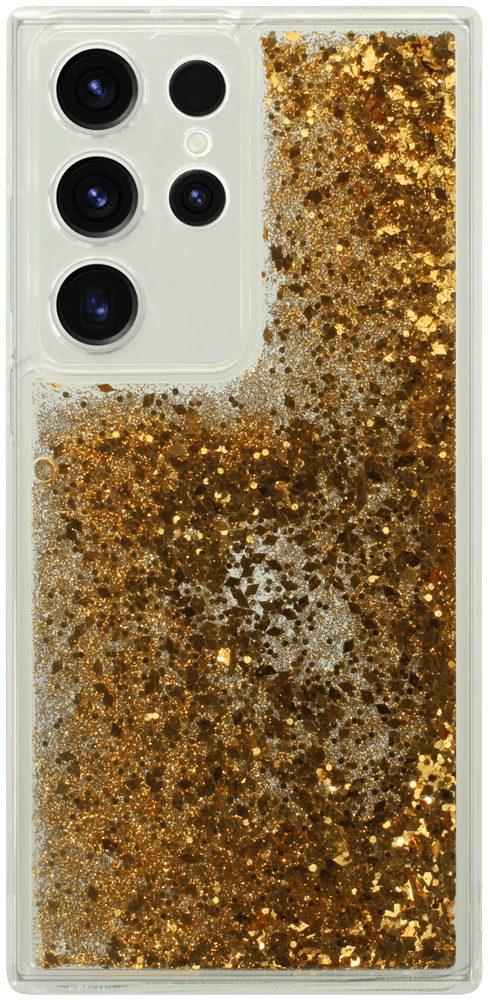 Samsung Galaxy S23 Ultra (SM-S918B) szilikon tok gyári Liquid Sparkle kameravédővel arany