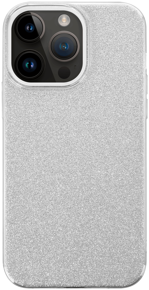 Apple iPhone 14 Pro Max szilikon tok kivehető ezüst csillámporos réteg átlátszó