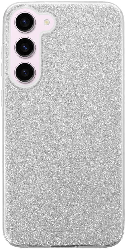 Samsung Galaxy S23 Plus (SM-S916B) szilikon tok kivehető ezüst csillámporos réteg átlátszó