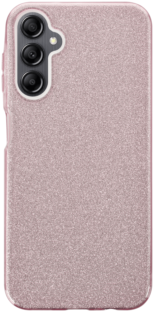 Samsung Galaxy A14 5G (SM-A146P) szilikon tok kivehető ezüst csillámporos réteg halvány rózsaszín