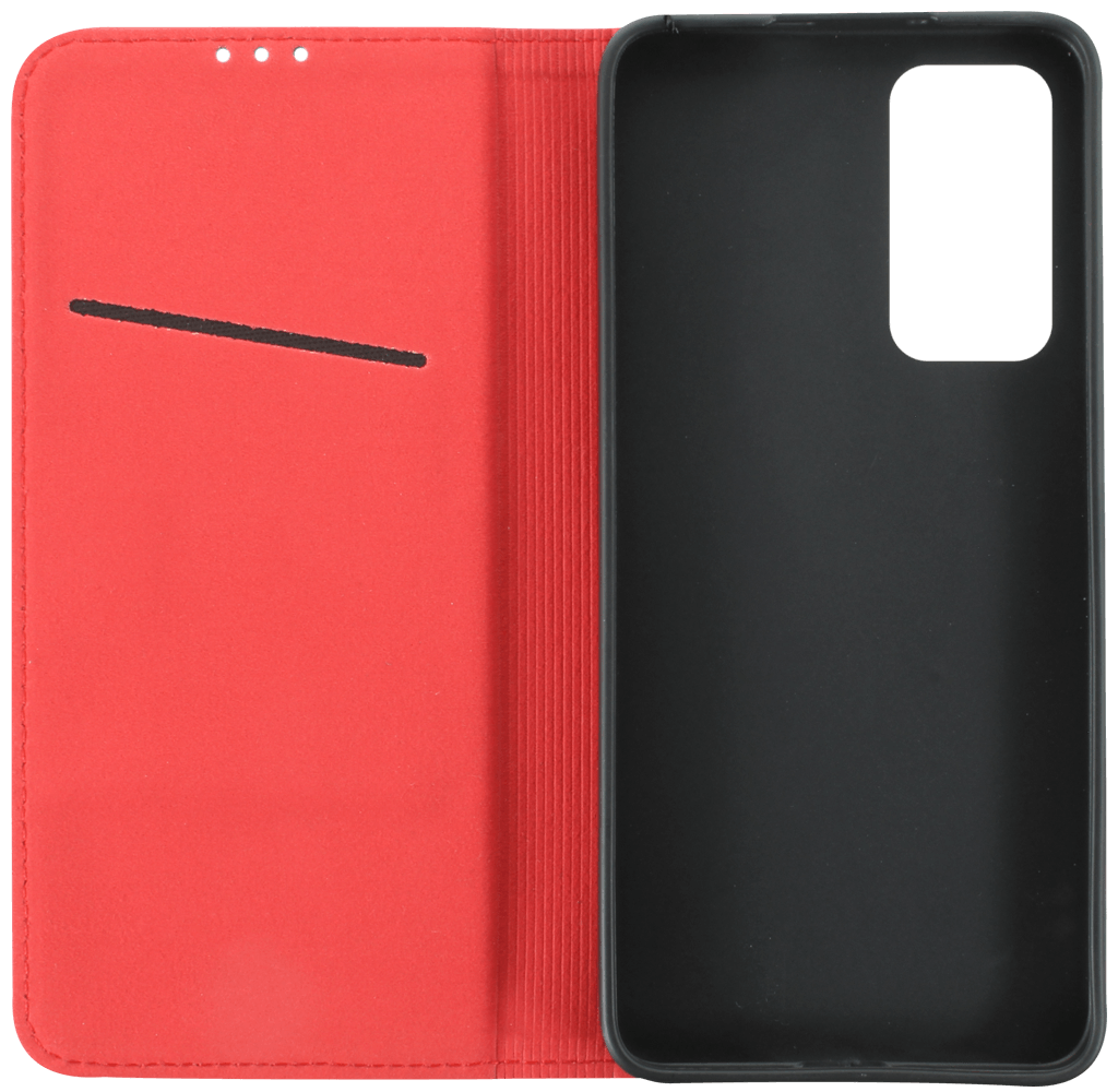 Xiaomi 12 Lite oldalra nyíló flipes bőrtok valódi bőr piros