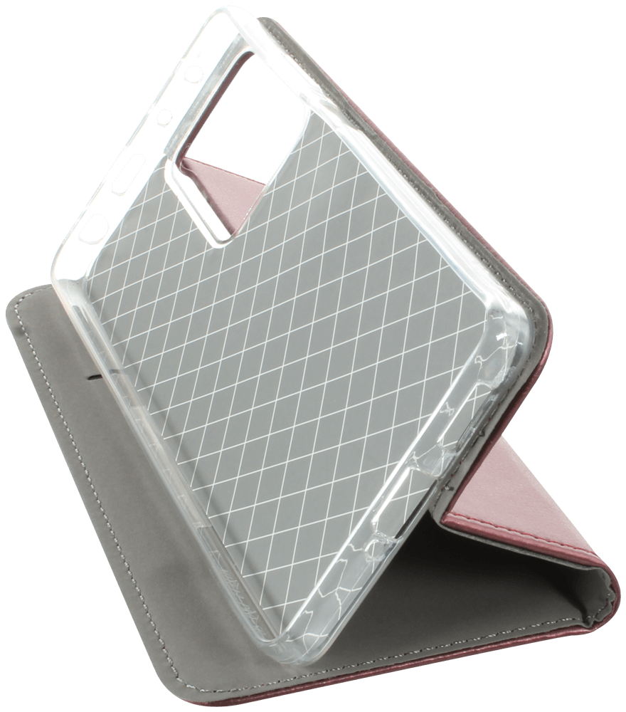 Xiaomi Poco X5 Pro oldalra nyíló flipes bőrtok asztali tartó funkciós bordó