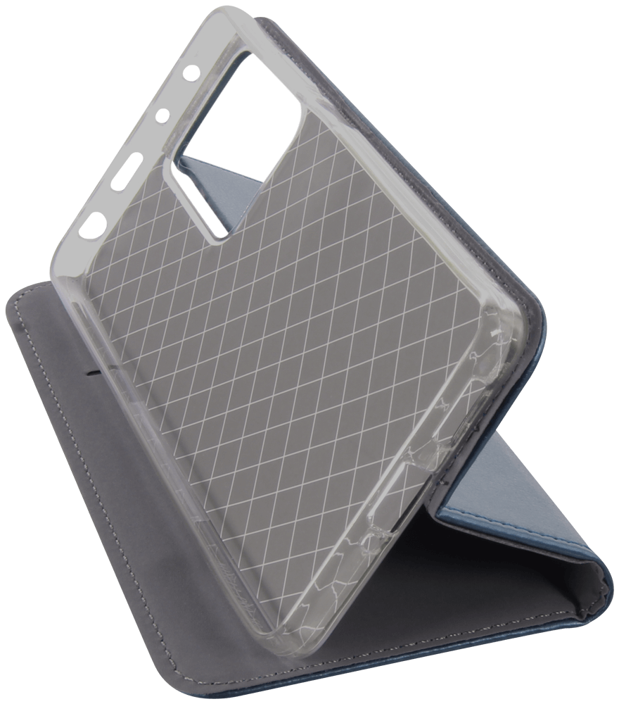 Xiaomi Poco X5 Pro oldalra nyíló flipes bőrtok asztali tartó funkciós sötétkék