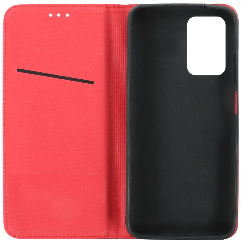 Xiaomi Redmi 10 2022 oldalra nyíló flipes bőrtok valódi bőr piros