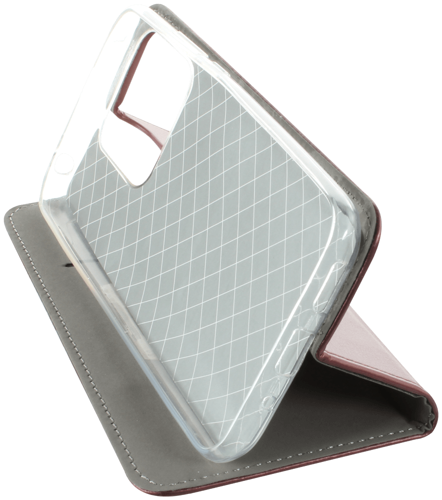 Xiaomi Redmi 10A oldalra nyíló flipes bőrtok asztali tartó funkciós bordó