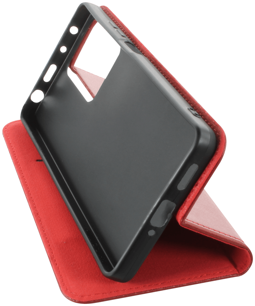 Xiaomi Redmi Note 12 Pro 5G oldalra nyíló flipes bőrtok valódi bőr piros